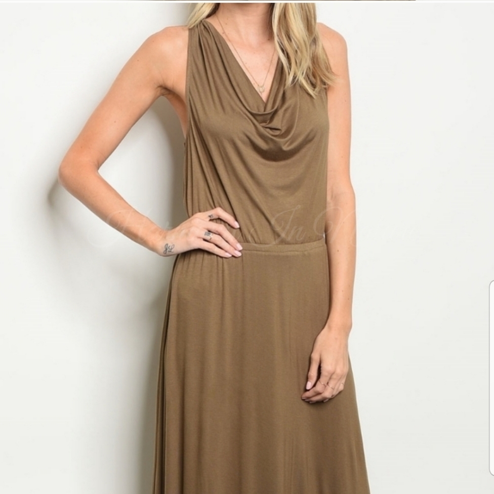 NWT Very J Olive Green Soft Jersey Maxi Dress S - Picture 3 of 10